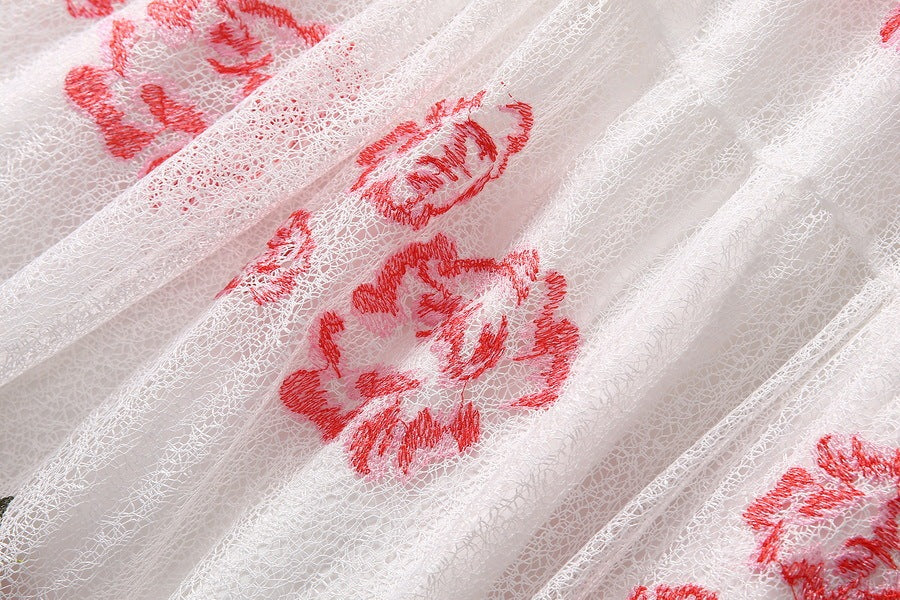 Embroidered Flower Lace Swing Dress - BabynBeauty