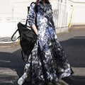 Retro Ethnic Style Autumn Printed Cotton And Linen Dress