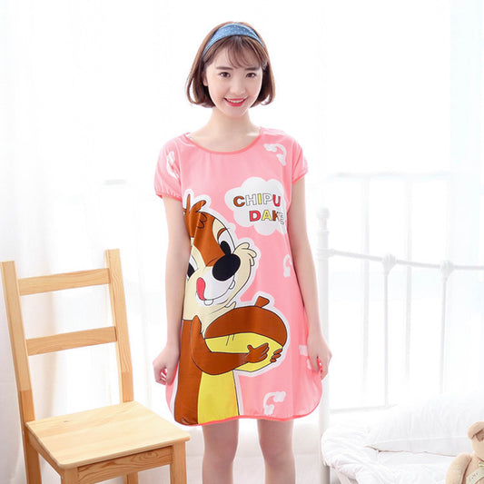 Women's Cartoon Milk Silk One-piece Nightdress