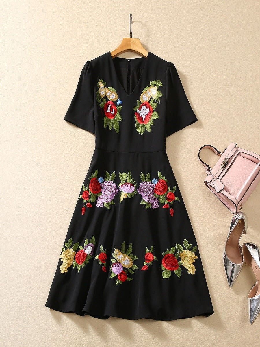 Women's Fashion Embroidered Flower Dress - BabynBeauty