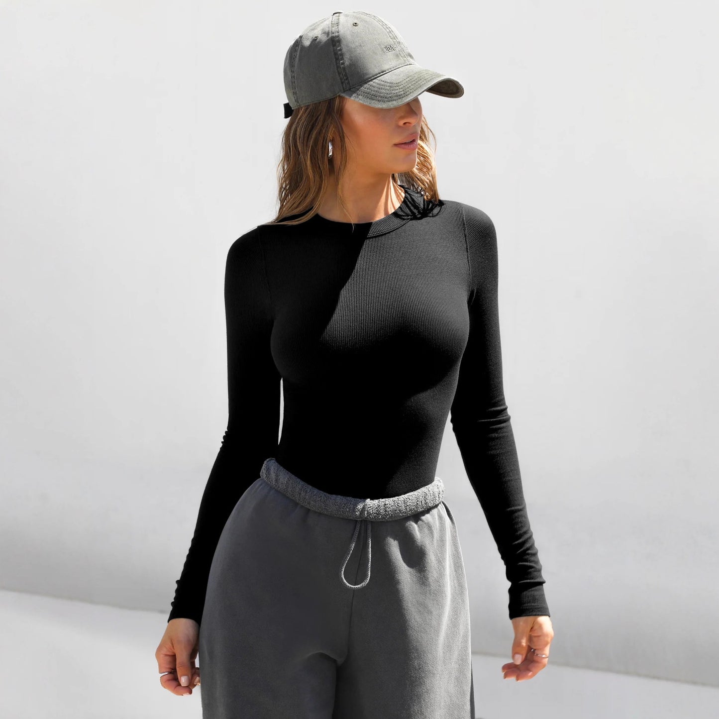 Round Neck Slim-fit Long-sleeved Women