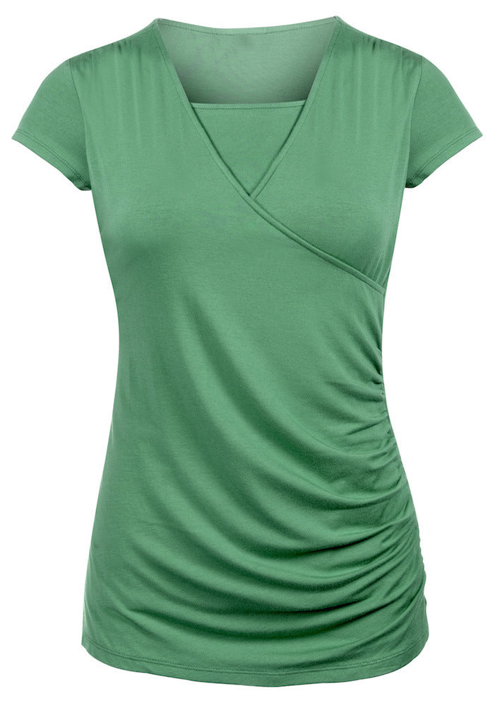 New Round Neck Short Sleeve Slim Fit Maternity T-shirt