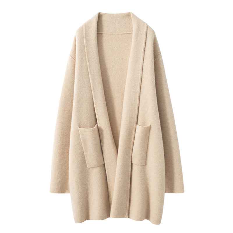 Fall Winter Fashion Mid-length Knitted Coat For Women