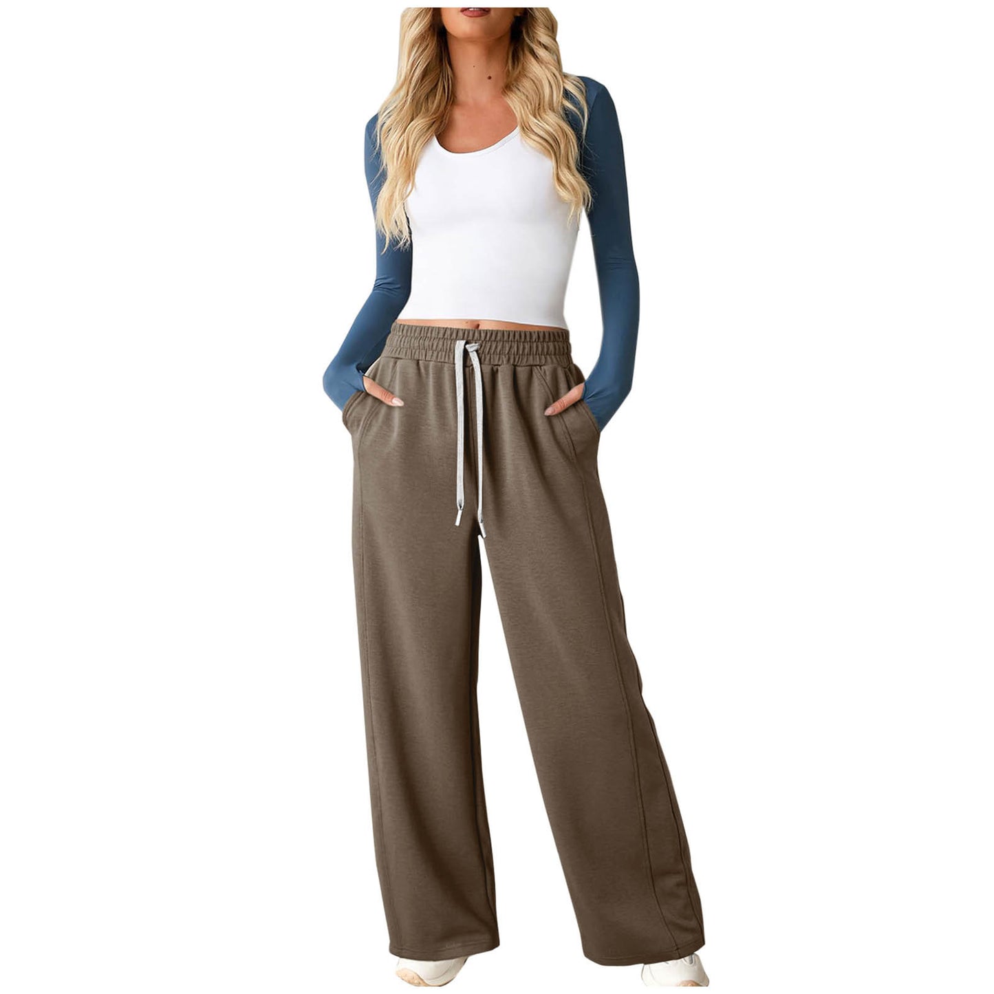 Women's Sweater Straight-leg Pants Drawstring Elastic