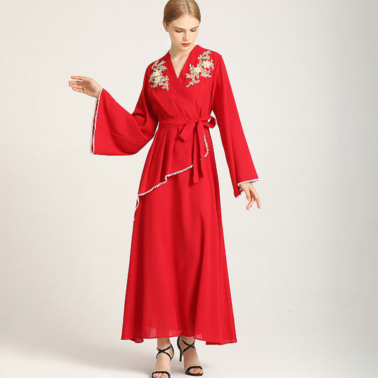 New Dress Ethnic Style Three-dimensional Applique Long Skirt