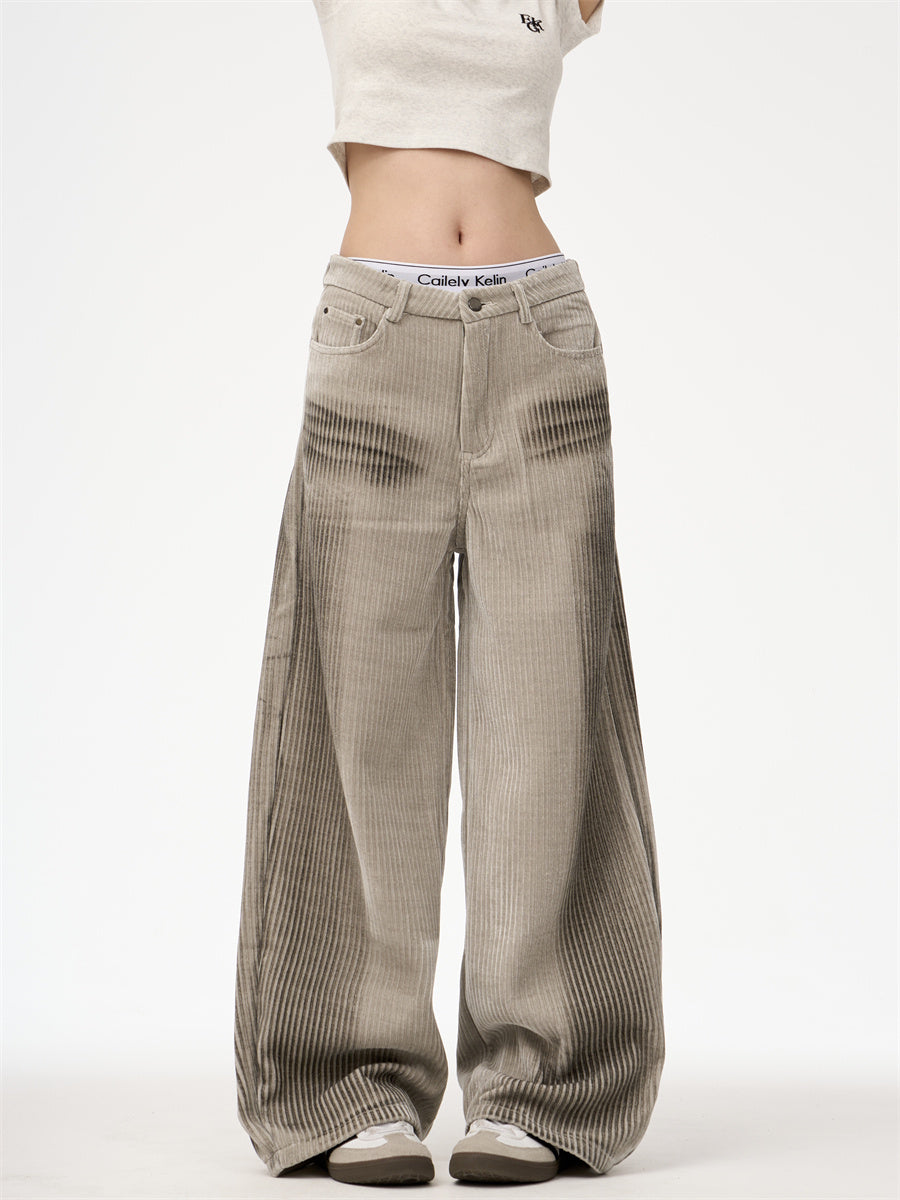 Corduroy Casual Straight Simple Wide Leg Dirty Pants