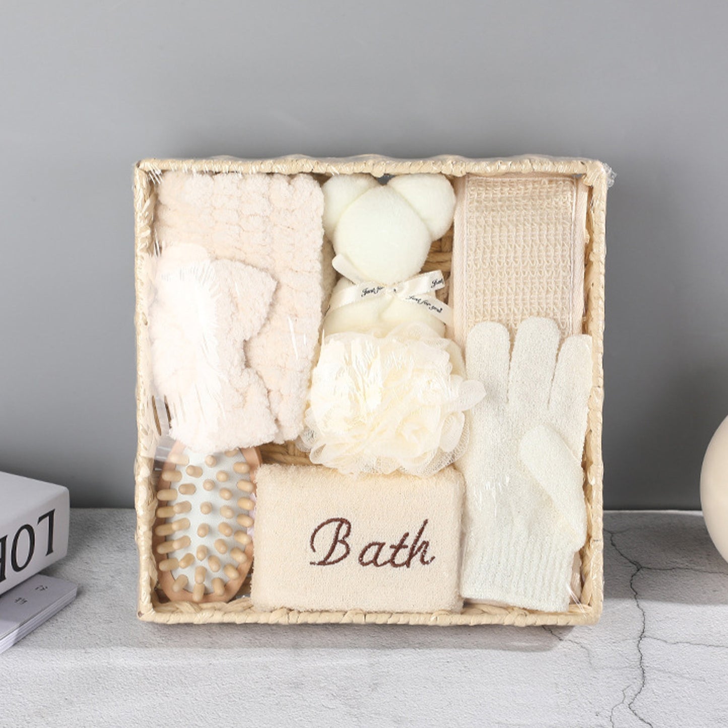 Spa Gift Bath Set Cute Bear Towel  Bathing Skin Cleaning Kit  Spa Gift For Women  Sisal Bath Flower Kit  Coral Velvet Hair Strap Bath