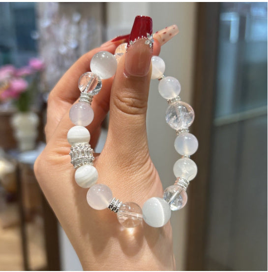 Chinese Style All-match White Crystal Five Elements Gold Bracelet