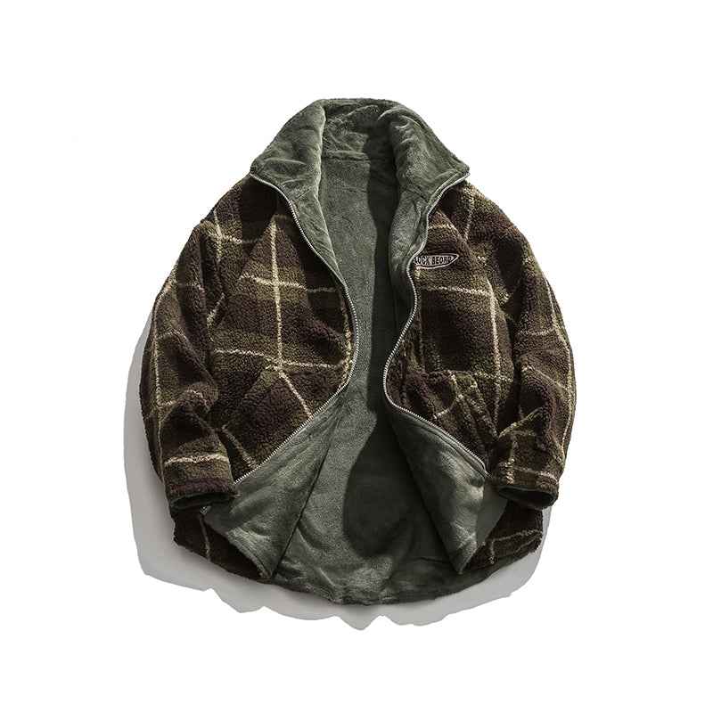 Winter lamb velvet stand collar cotton jacket