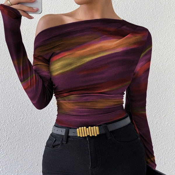 Print Long Sleeve T-Shirt Graphic Tees Women Tops - BabynBeauty