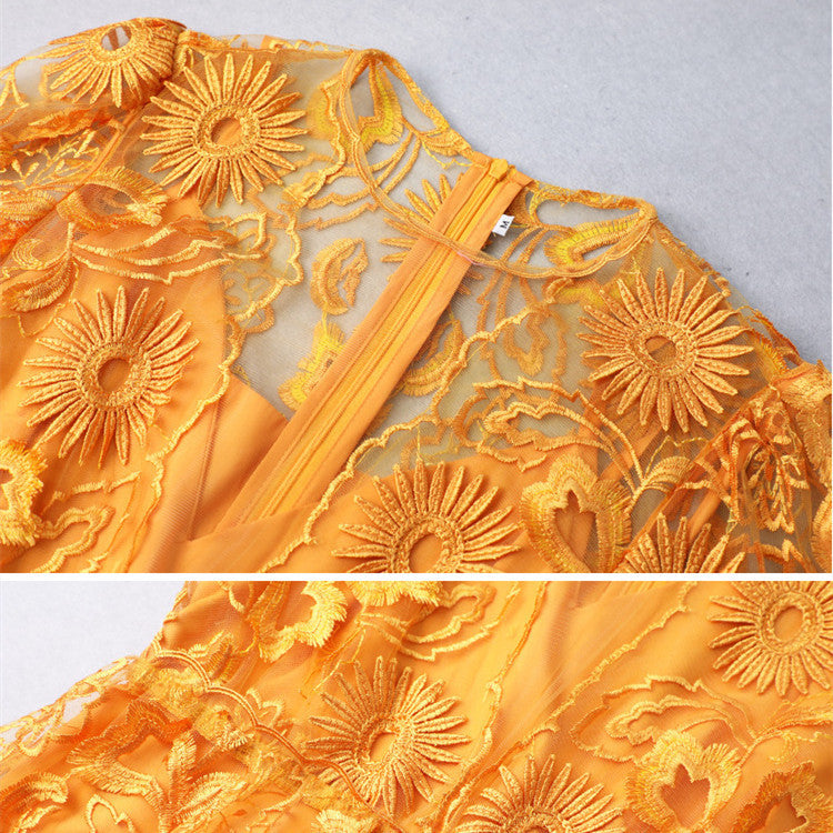 Gently Breezy Mesh Lace Embroidered Maxi Dress - BabynBeauty