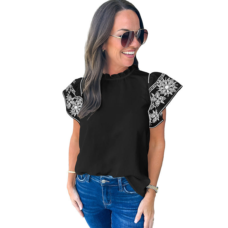 Summer Women's Special-interest Design Chiffon Shirt Short-sleeved Top