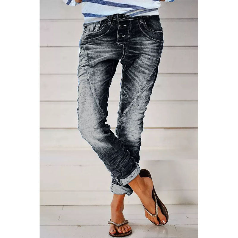 Drawstring Elastic Waist Washed Women's Casual Pants