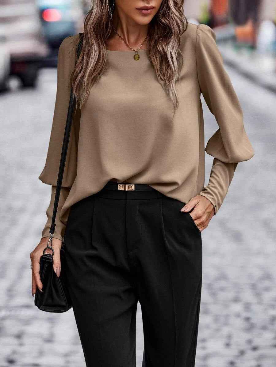 European And American Long Sleeve Button Solid Color Casual Shirt