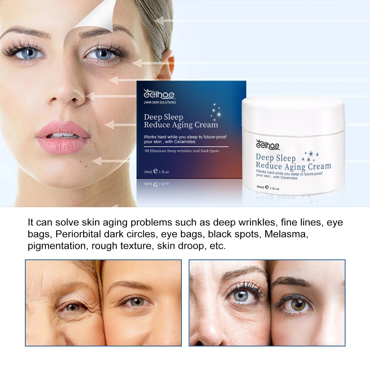 Firming Fading Wrinkles Brightening Skin Color Moisturizing Skin Care Moisturizing Sleep Cream