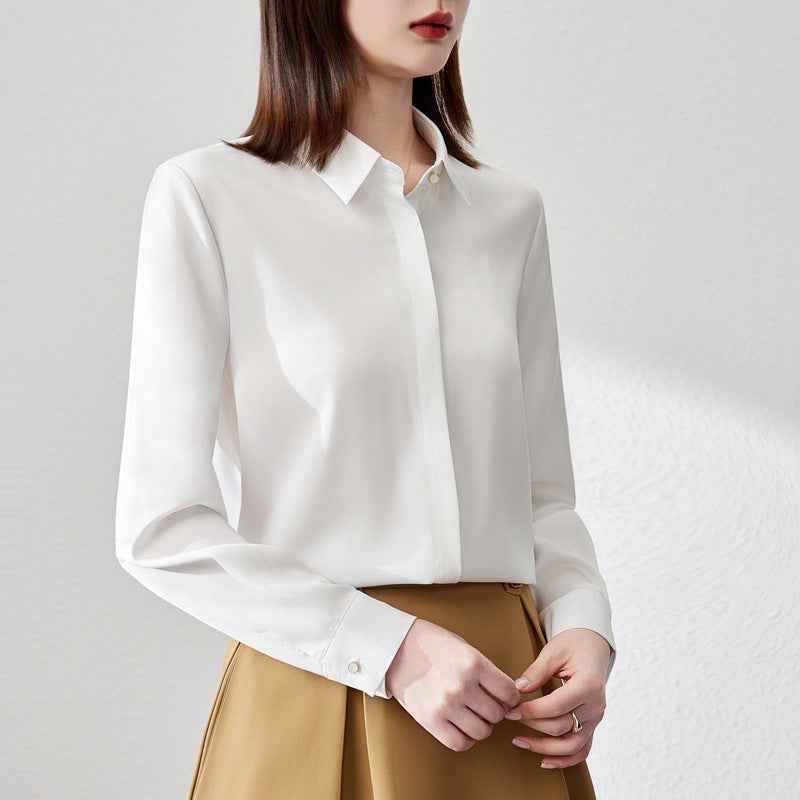 Graceful Satin Top OL Business Clothing Shirt For Women
