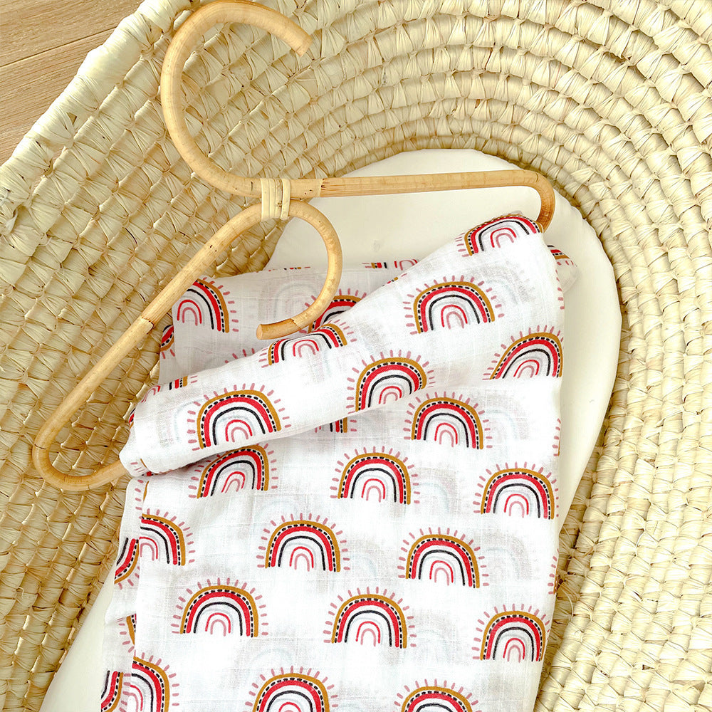 Rainbow Bamboo Cotton Baby Gauze Wrapper Anti Startle Blanket