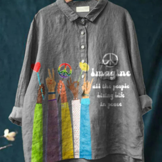 Casual Long Sleeve Shirt Print
