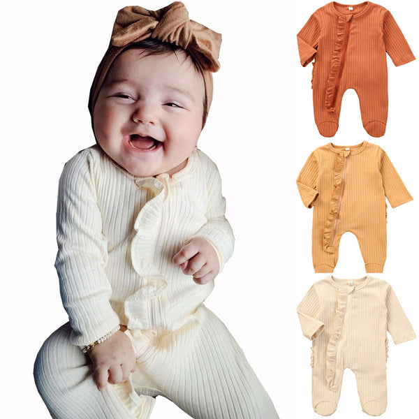 Baby Rompers  Autumn Winter Boys Girls Long Sleeve Jumpsuit Romper Toddler Baby Solid Clothes Bebes Romper - BabynBeauty