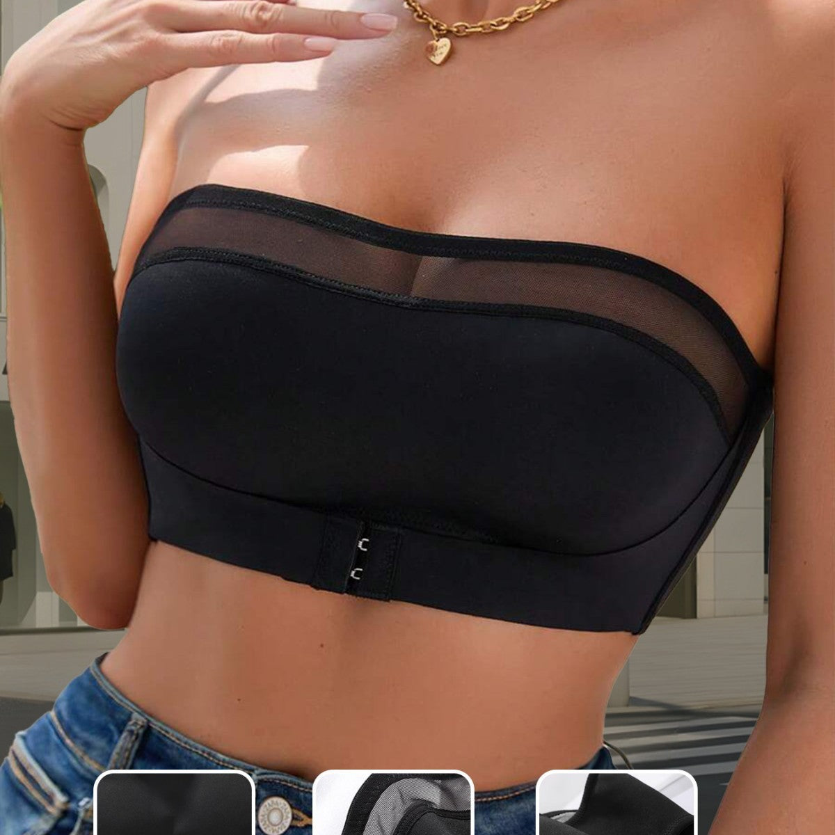 Women's Thin Sexy Mesh Chest-wrapped Strapless Underwear - BabynBeauty