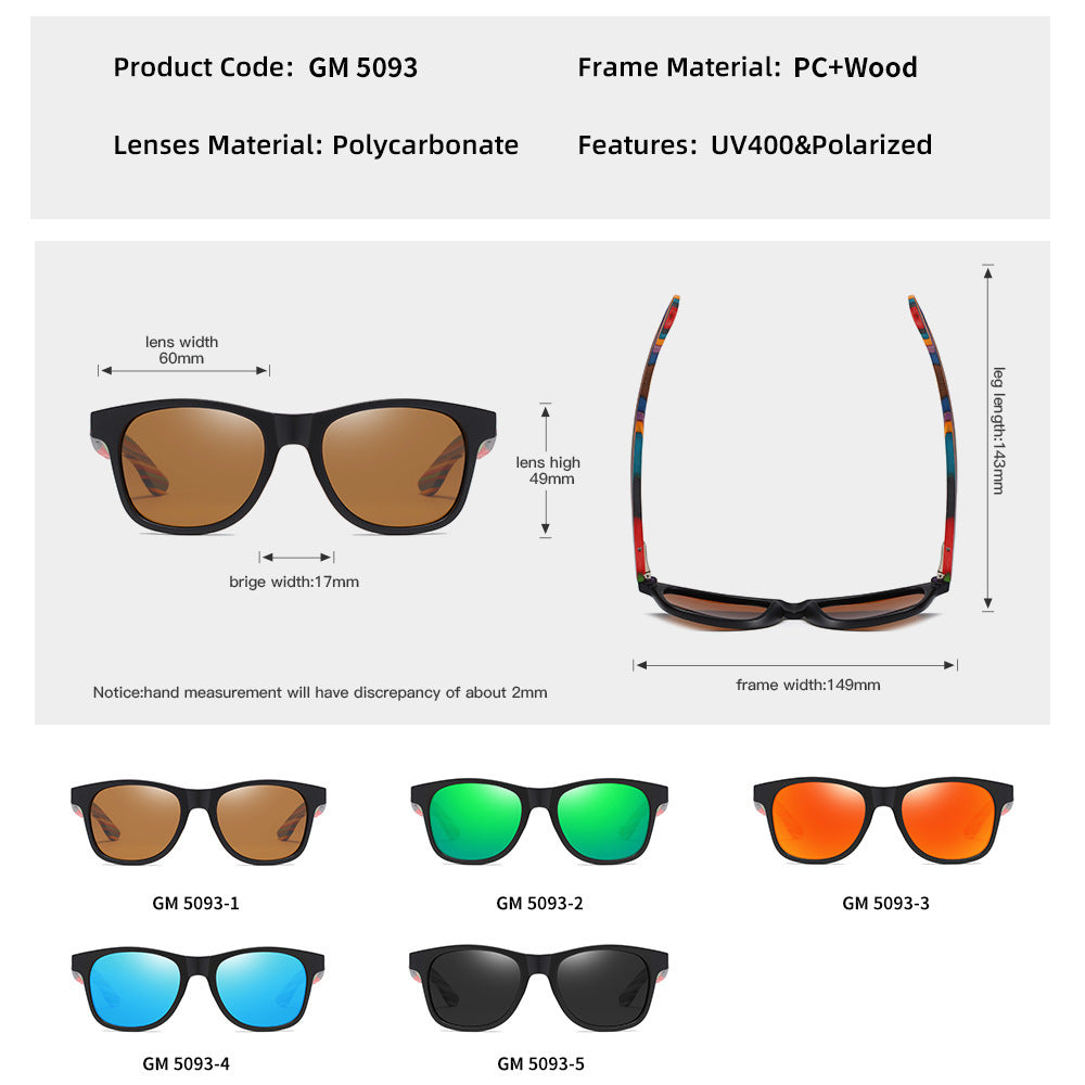No Rice Nail Sand Black Color Wood Eco-friendly Polarized Sunglasses