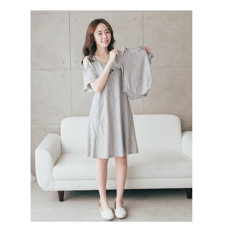 Maternity Dress Breastfeeding Parent Child Go Out Style - BabynBeauty