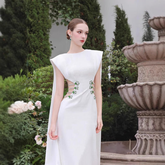European And American Diamond-embedded High-end Exquisite Bandage One-piece Dress Elegant Temperament
