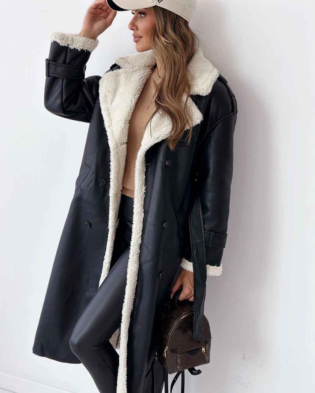 Winter Jacket With Belt Fashion Double Breasted Lapel Windbreaker Women's Long Trench Coat Mid-length Overcoat Clothing