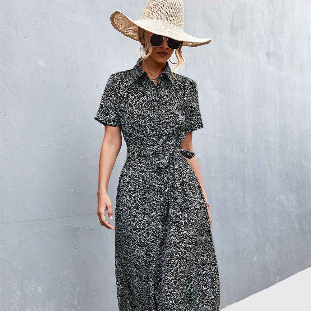 Point Belt Shirt Dress For Women