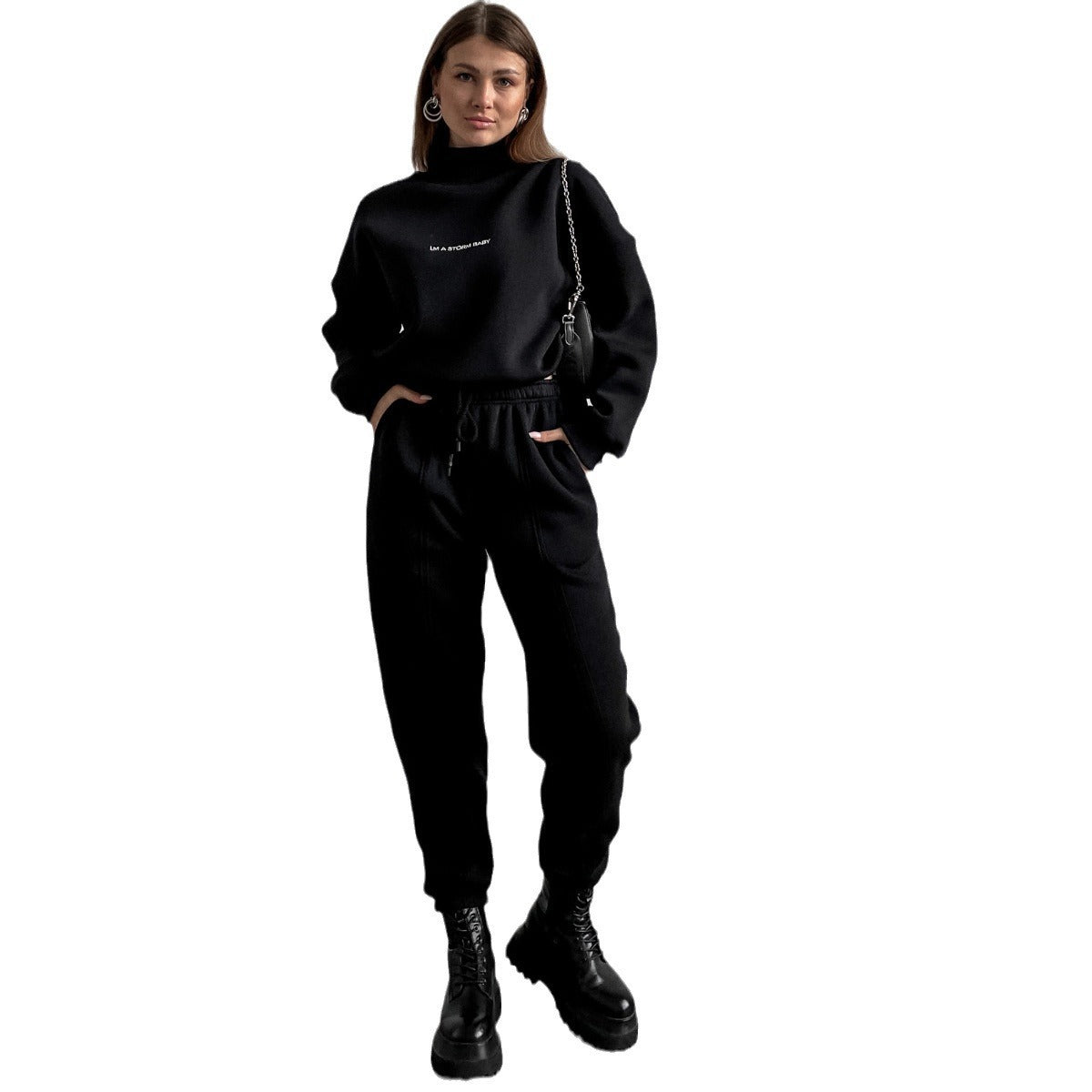 Women's Printed Sweater Suit Two-piece Set