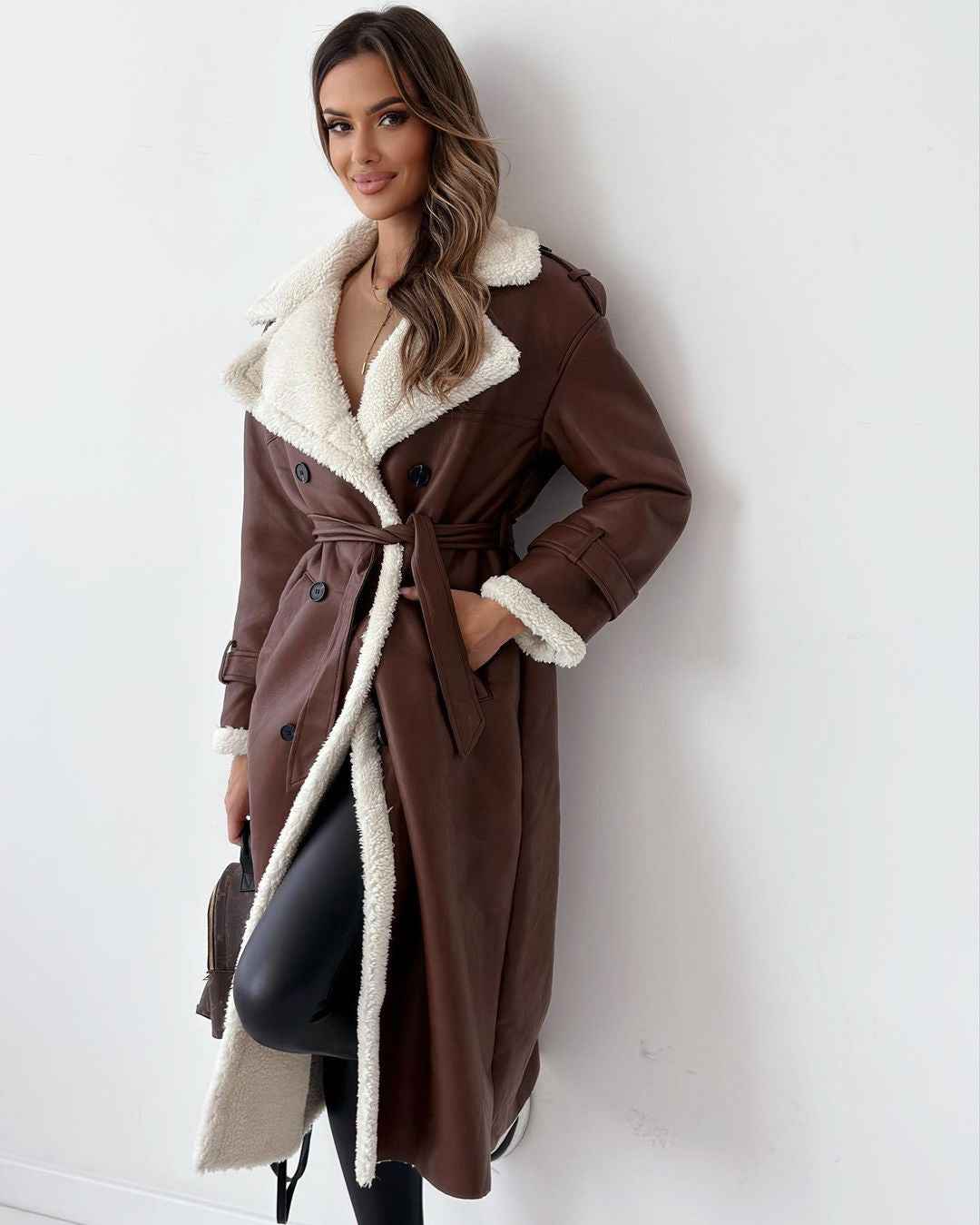 Winter Jacket With Belt Fashion Double Breasted Lapel Windbreaker Women's Long Trench Coat Mid-length Overcoat Clothing