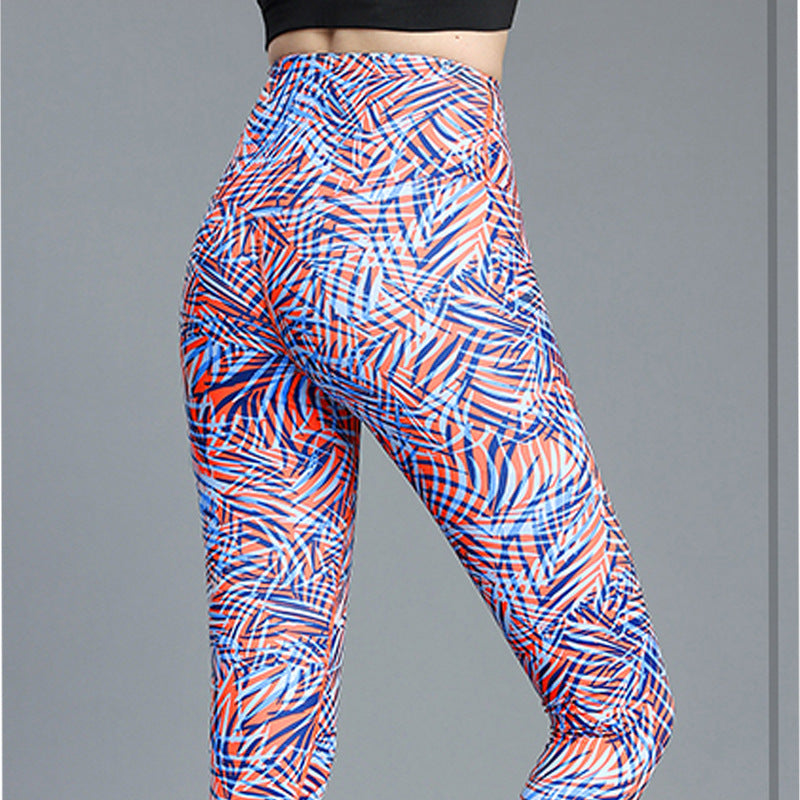Printed Nude Feel Women's High Waist Hip Lift Quick-drying Sports Skinny Yoga Pants