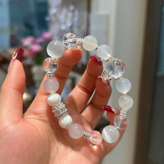 Chinese Style All-match White Crystal Five Elements Gold Bracelet