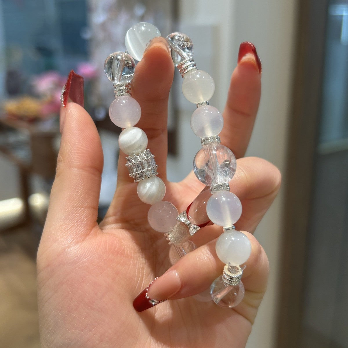 Chinese Style All-match White Crystal Five Elements Gold Bracelet