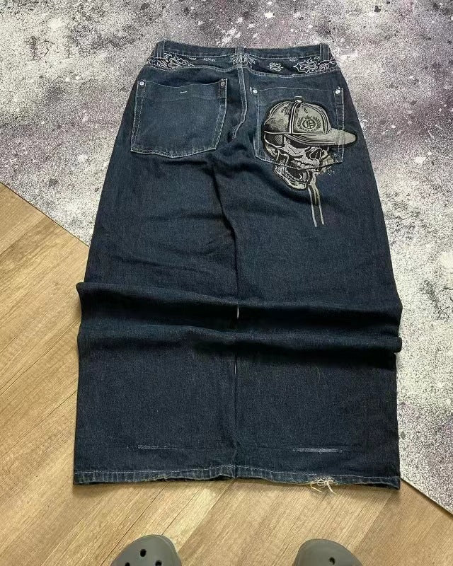 Embroidered Casual Straight-leg Loose Wide Leg Women