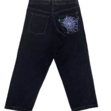 Embroidered Casual Straight-leg Loose Wide Leg Women