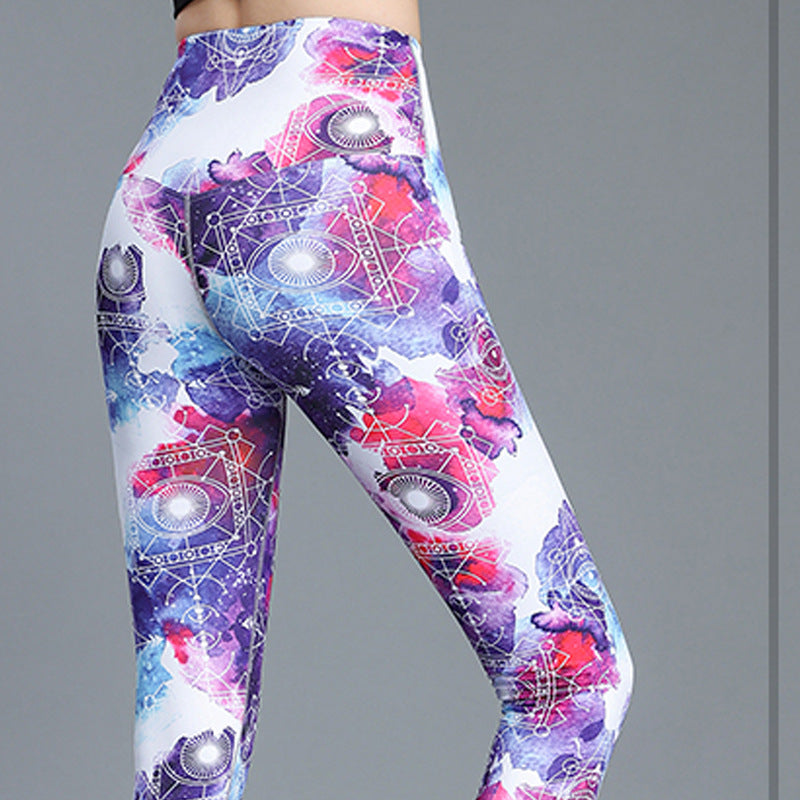 Printed Nude Feel Women's High Waist Hip Lift Quick-drying Sports Skinny Yoga Pants