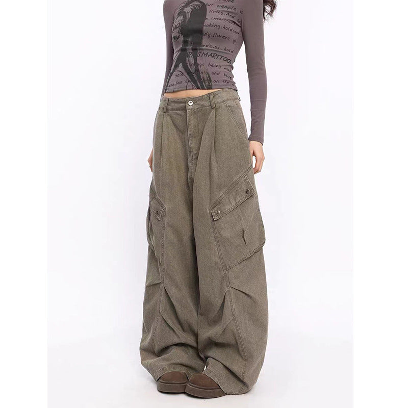 Retro Overalls Jeans Women's Early Autumn High Waist Loose