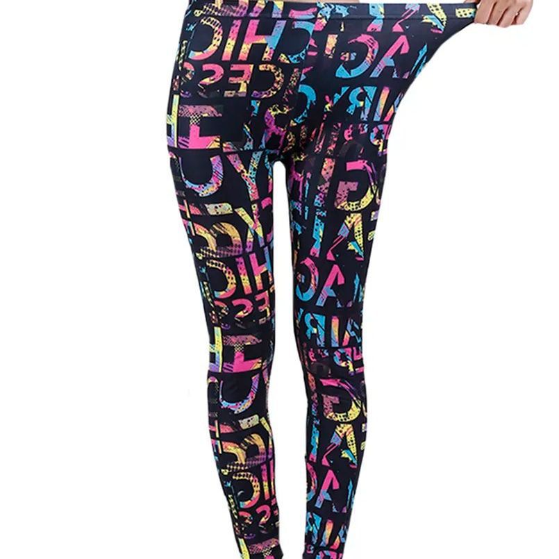 European And American Color Letter Printing High Elastic Yoga Pants
