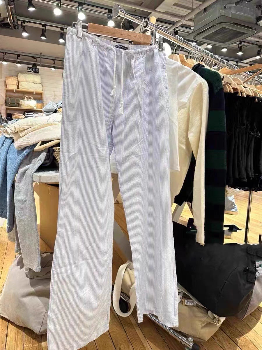 American Vintage Stripe Tied Elastic Waist Sports Pants