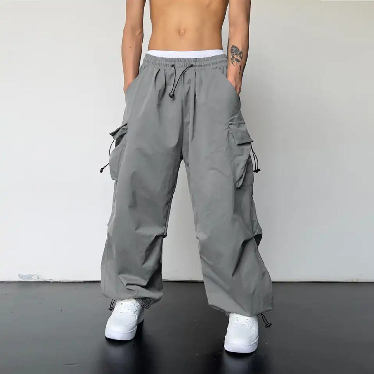 Multi-pocket Adjustable Drawstring Casual Loose Trousers Men And Women