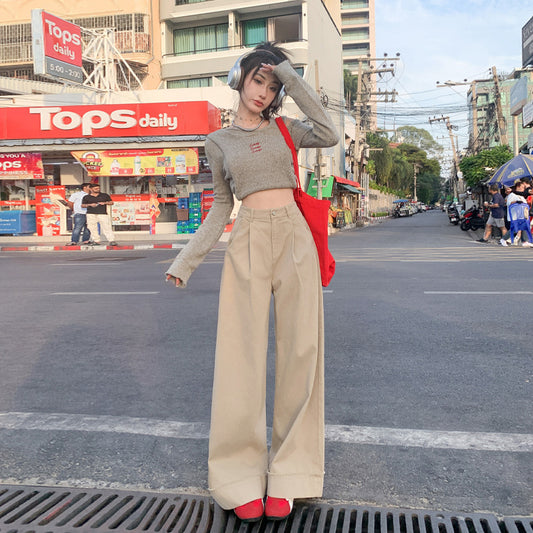 Micro Elastic Super Soft Texture Wide-legged Versatile Casual Pants