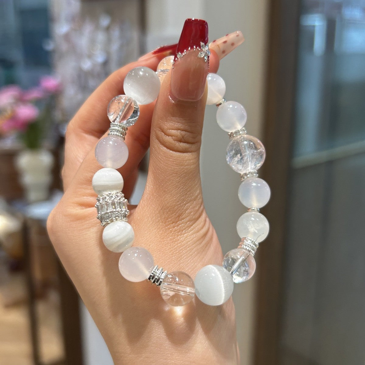 Chinese Style All-match White Crystal Five Elements Gold Bracelet