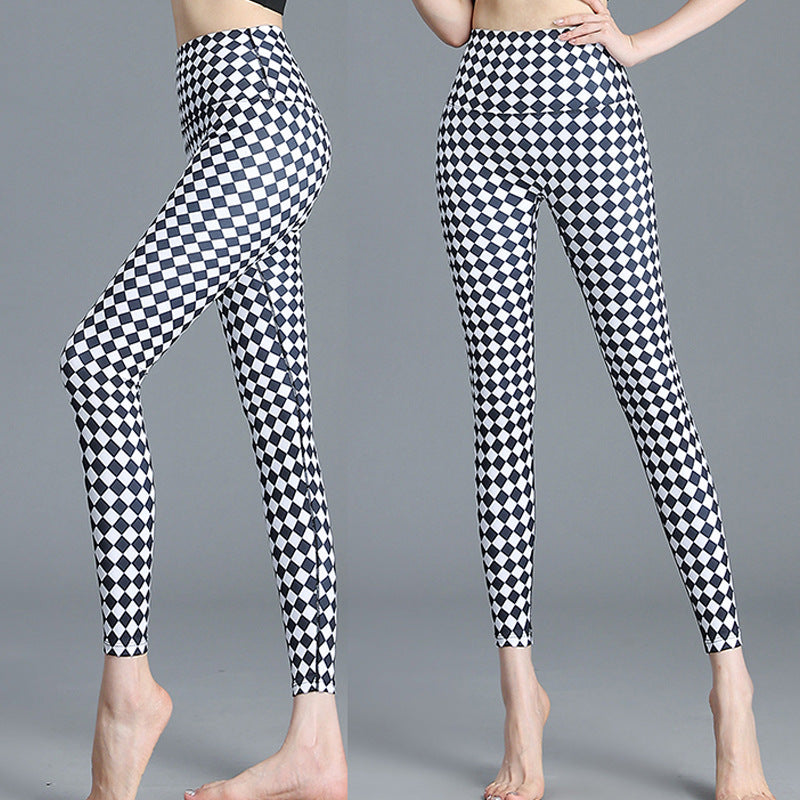 Printed Nude Feel Women's High Waist Hip Lift Quick-drying Sports Skinny Yoga Pants