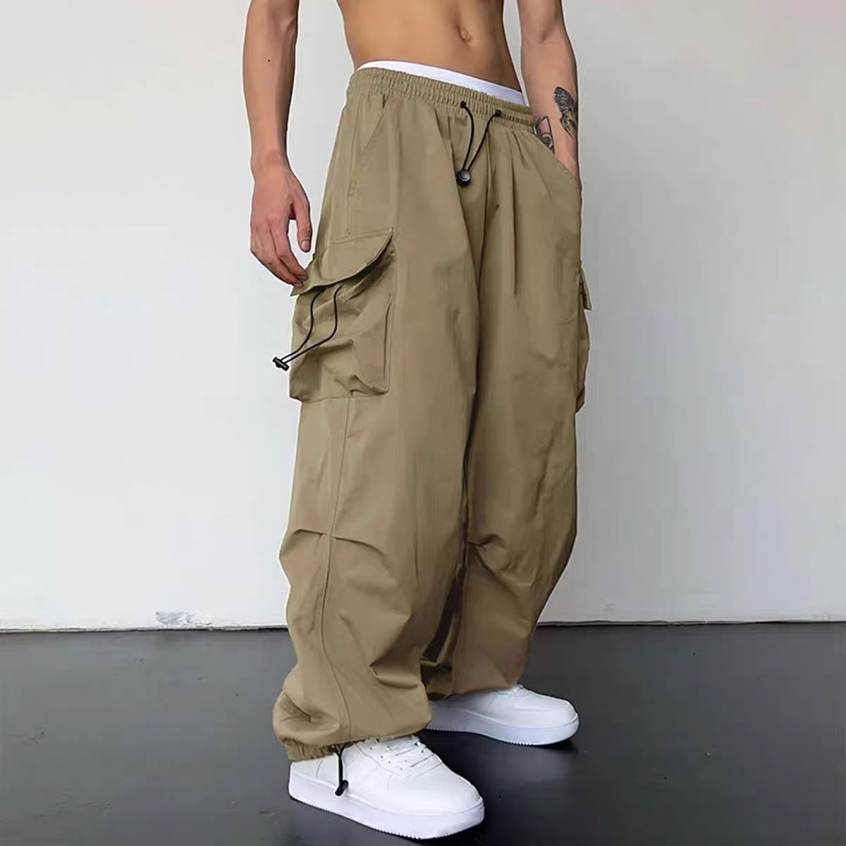 Multi-pocket Adjustable Drawstring Casual Loose Trousers Men And Women