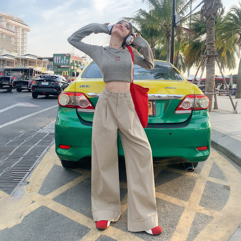 Micro Elastic Super Soft Texture Wide-legged Versatile Casual Pants