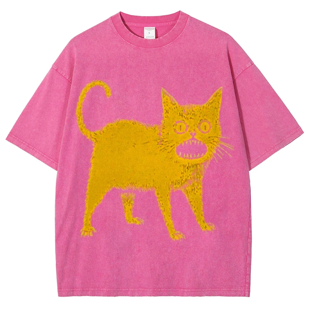 Cartoon Print T Shirt Women Kawaii Graphic Shirts Summer Casual Short Sleeved Black Female Tee Round Neck Harajuku T-Shirts