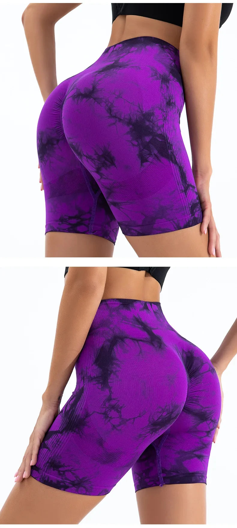 Women High Waist Yoga Shorts Gym Seamless Fitness Workout Running Shorts Summer Tie Dye Outdoors Sport Shorts