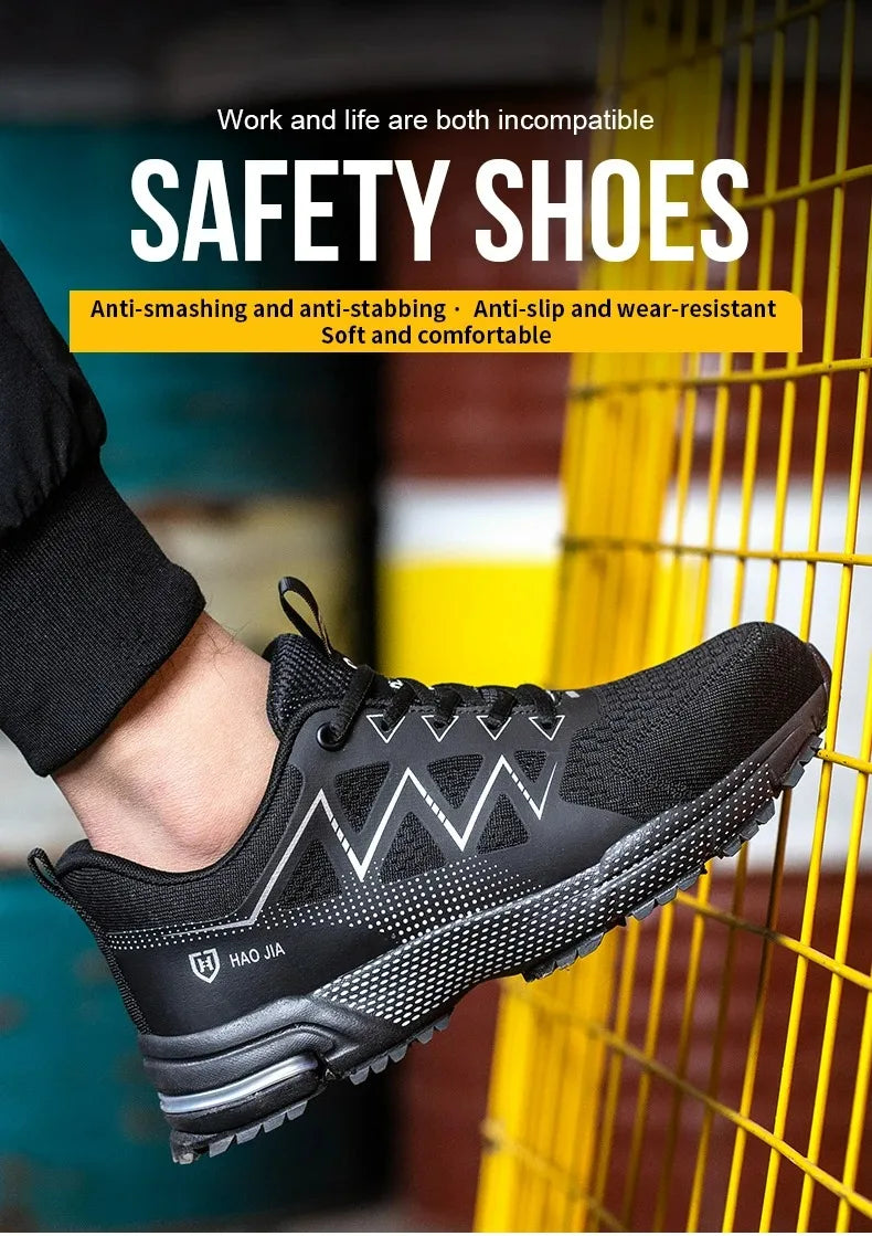 Safety Shoes Men Women Anti-Smashing Steel Toe Cap Indestructible Light Breathable Sneaker Work Shoes Safety Boots