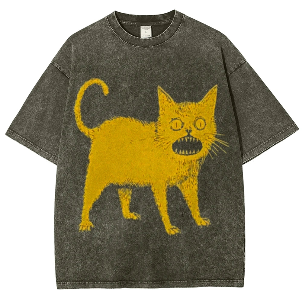 Cartoon Print T Shirt Women Kawaii Graphic Shirts Summer Casual Short Sleeved Black Female Tee Round Neck Harajuku T-Shirts